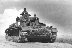 Német gyártmányú rövid csövű Pz. IV. harckocsi.